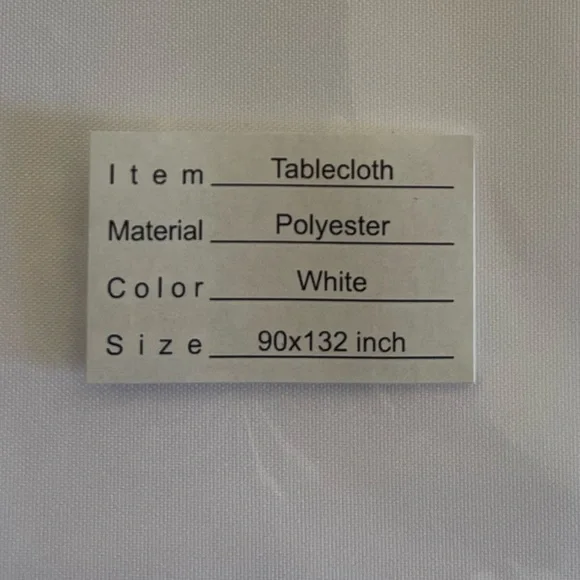 2 White Rectangle Table Cloths of 90 x 132 Inch  for 8 Foot Rectangle Tables.NEW - Picture 3 of 5